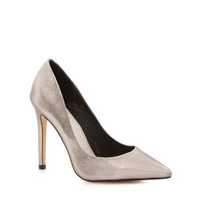 Faith Silver metallic wide fit high court shoes